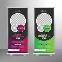 Luxury house for sale rollup banner template, Standee rollup banner, x banner template vector