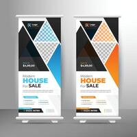 Modern house for sale rollup banner template, Standee rollup banner, x banner template vector