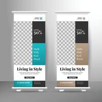 Furniture business rollup banner template, Editable pop up display design, Furniture rollup banner template vector