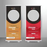 Modern house for sale rollup banner template, Standee rollup banner, x banner template vector