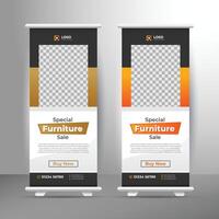 Furniture business marketing rollup banners template, Editable pop up display design vector