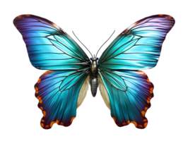 ai generado cerca arriba de un hermosa y multicolor mariposa con untado alas aislado en transparente antecedentes. generativo ai png