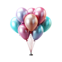 AI generated Bunch of Colorful Holographic Balloons with Confetti Isolated on Transparent Background. Floating Helium Balloons. Generative Ai png