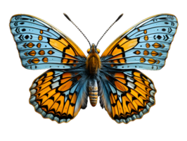 AI generated Close Up of a Beautiful and Multicolored Butterfly with Spread Wings Isolated on Transparent Background. Generative Ai png
