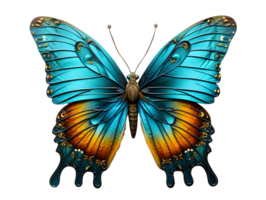 ai generado cerca arriba de un hermosa y multicolor mariposa con untado alas aislado en transparente antecedentes. generativo ai png