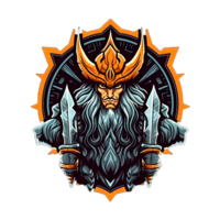 AI generated Strong Bearded Old King with Weapons Isolated on Transparent Background. Armored God Mascot Illustration for T-shirt Design. Generative Ai png