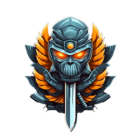 AI generated Warrior Mascot with Knife Isolated on transparen Background. Soldier Illustration for T-shirt Design. Generative Ai png