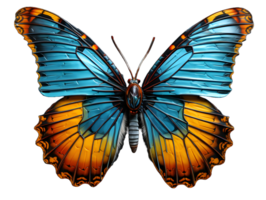 AI generated Close Up of a Beautiful and Multicolored Butterfly with Spread Wings Isolated on Transparent Background. Generative Ai png