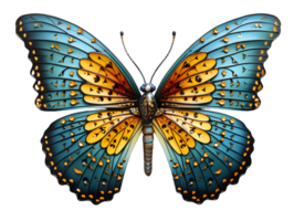 AI generated Close Up of a Beautiful and Multicolored Butterfly with Spread Wings Isolated on Transparent Background. Generative Ai png