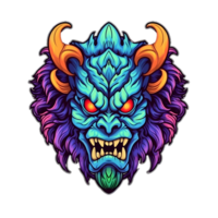 ai genererad orc krigsherre maskot isolerat på transparent bakgrund. monster krigare hövding emblem. skrämmande monster illustration för t-shirt design. generativ ai png