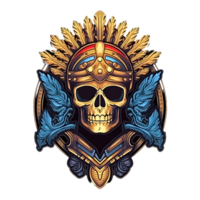 AI generated Warrior Skull Emblem with Weapon Isolated on Transparent Background. Skeleton Warrior Mascot. Generative Ai png