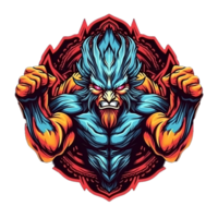 AI generated Strong and Muscular Monster Illustration for T-shirt Design Isolated on Transparent Background. Evil Creature Mascot. Generative Ai png