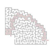 Vector illustration. Template for an educational logical game labyrinth for children with a solution. Find the right path