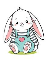 linda mano dibujado largo orejas Pascua de Resurrección conejito Conejo vector