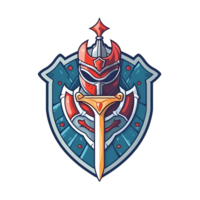 AI generated Shield and Sword Emblem or Icon Illustration Isolated on Transparent Background. Generative Ai png