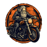 ai gerado velho cavaleiro ilustração pode estar usava para camiseta Projeto isolado em transparente fundo. velho homem equitação uma clássico motocicleta. generativo ai png