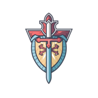 AI generated Shield and Sword Emblem or Icon Illustration Isolated on Transparent Background. Generative Ai png
