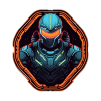 AI generated Futuristic Armored Soldier with Weapon Isolated on Transparent Background, can be used for T-shirt Design. Robotic Warrior Illustration. Generative Ai png