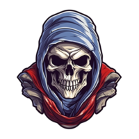 AI generated Assassin Skull Logo or Emblem Illustration Isolated on Transparent Background. Skull with Headscarf Illustration. Generative Ai png