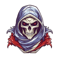 ai generato assassino cranio logo o emblema illustrazione isolato su trasparente sfondo. cranio con foulard illustrazione. generativo ai png