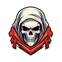 AI generated Assassin Skull Logo or Emblem Illustration Isolated on Transparent Background. Skull with Headscarf Illustration. Generative Ai png