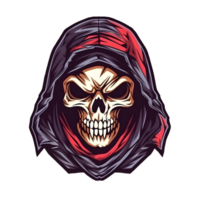 ai generato assassino cranio logo o emblema illustrazione isolato su trasparente sfondo. cranio con foulard illustrazione. generativo ai png