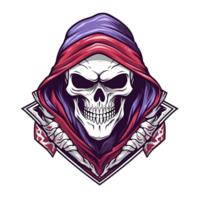 ai generato assassino cranio logo o emblema illustrazione isolato su trasparente sfondo. cranio con foulard illustrazione. generativo ai png