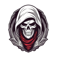 AI generated Assassin Skull Logo or Emblem Illustration Isolated on Transparent Background. Skull with Headscarf Illustration. Generative Ai png