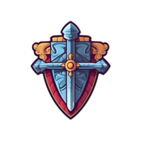 AI generated Shield and Sword Emblem or Icon Illustration Isolated on Transparent Background. Generative Ai png