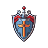 AI generated Shield and Sword Emblem or Icon Illustration Isolated on Transparent Background. Generative Ai png