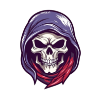 AI generated Assassin Skull Logo or Emblem Illustration Isolated on Transparent Background. Skull with Headscarf Illustration. Generative Ai png