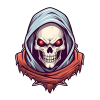 AI generated Assassin Skull Logo or Emblem Illustration Isolated on Transparent Background. Skull with Headscarf Illustration. Generative Ai png