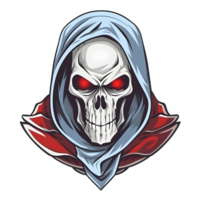 ai generato assassino cranio logo o emblema illustrazione isolato su trasparente sfondo. cranio con foulard illustrazione. generativo ai png