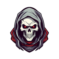 ai generato assassino cranio logo o emblema illustrazione isolato su trasparente sfondo. cranio con foulard illustrazione. generativo ai png