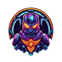 AI generated Futuristic Armored Soldier with Weapon Isolated on Transparent Background, can be used for T-shirt Design. Robotic Warrior Illustration. Generative Ai png