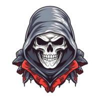 ai generato assassino cranio logo o emblema illustrazione isolato su trasparente sfondo. cranio con foulard illustrazione. generativo ai png