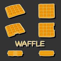 Illustration on theme big kit different types biscuit waffle with cell, dessert cookie vector