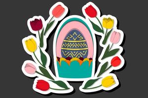 Illustration on theme celebration holiday Easter with hunt colorful bright eggs, banner consisting of hunt different Easter eggs, beautiful Easter eggs are main accessory at abstract background vector