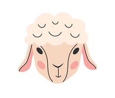 White lamb. Easter Cute sheep. Religious christian symbol. Vector illustration in flat hand drawn style