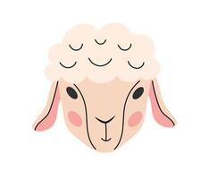 White lamb. Easter Cute sheep. Religious christian symbol. Vector illustration in flat hand drawn style