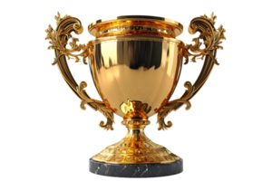 AI generated Luxurious Gold Champion Trophy Cup Isolated on a Transparent Background. Generative Ai png