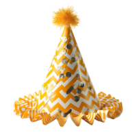 AI generated Sparkly Yellow Party Hat Isolated on Transparent Background. Gold Birthday Cap. Generative Ai png