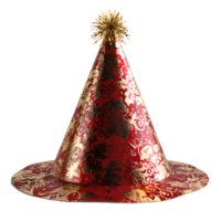 AI generated Sparkly Red Party Hat Isolated on Transparent Background. Birthday Cap. Generative Ai png