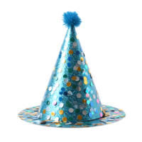 AI generated Sparkly Blue Party Hat Isolated on Transparent Background. Birthday Cap. Generative Ai png