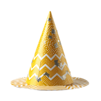 AI generated Sparkly Yellow Party Hat Isolated on Transparent Background. Gold Birthday Cap. Generative Ai png