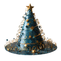 AI generated Sparkly Blue Party Hat Isolated on Transparent Background. Birthday Cap. Generative Ai png