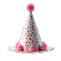 AI generated Pink Party Hat Isolated on Transparent Background. Birthday Cap. Generative Ai png