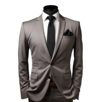 ai generado elegante gris de los hombres formal traje aislado en transparente antecedentes. generativo ai png