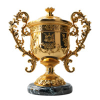 ai generiert luxuriös Gold Champion Trophäe Tasse isoliert auf ein transparent Hintergrund. generativ ai png