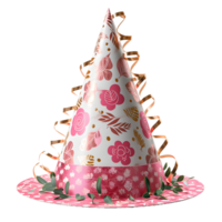 ai généré rose fête chapeau isolé sur transparent Contexte. anniversaire casquette. génératif ai png